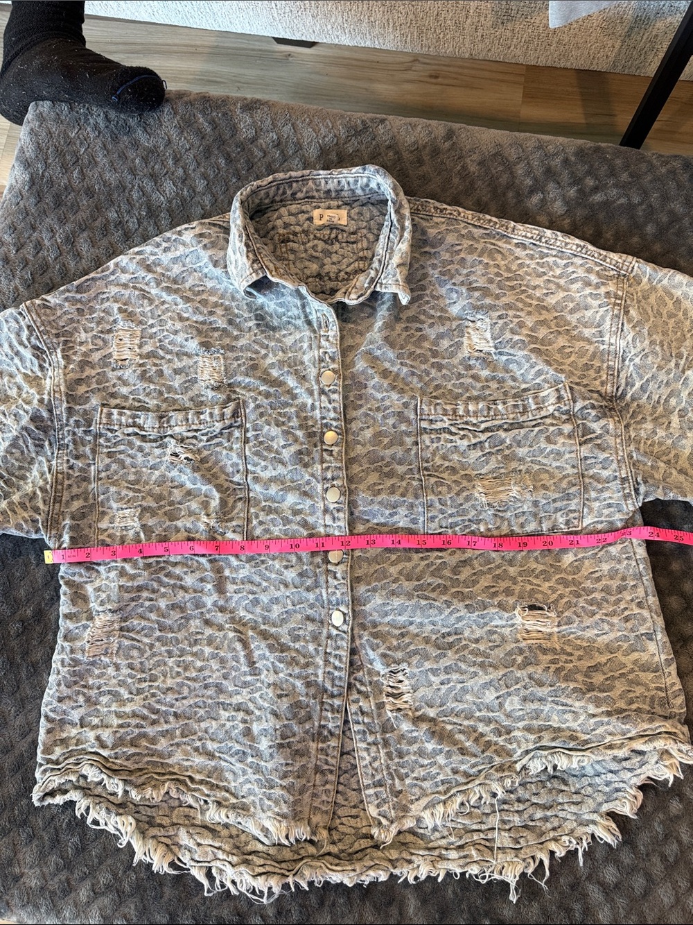Washed POL Leopard-Print Button Front Jacket - Picture 10 of 12